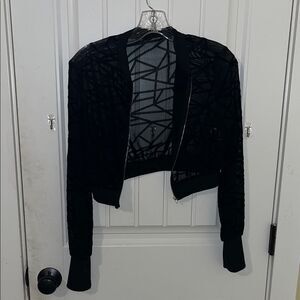 SHEIN Black Sheer Jacket with Geometric Design